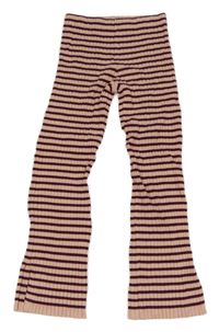 Světlerůžovo-vínové pruhované žebrované úpletové kalhoty H&M