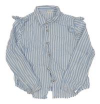 Modro-bílá pruhovaná halenka s volánky H&M