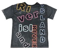 Sivé sieťované tričko s nápismi a všitým crop topem River Island