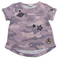 Fialovo-ružové army tričko s obrázkami River Island