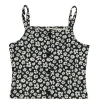 Čierno-biely kvietkovany crop top Miss E-vie