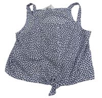 Lila vzorovaná crop halenka s uzlem H&M