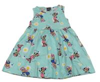Tyrkysové kvetované bavlnené šaty s Minnie a Daisy Primark