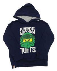 Tmavomodrá mikina s lego Ninjago a kapucí
