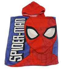 Červeno-modré froté osuškové pončo s kapucí - Spiderman