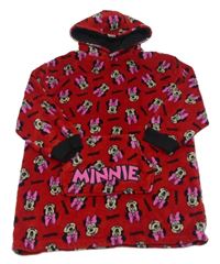 Červená chlupatá oversize mikina s Minnie a kapucí Primark