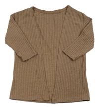 Hnedý vzorovaný úpletový cardigan Shein