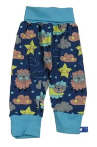 Tmavomodré pyžamové nohavice s ovcemi a mraky