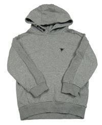 Sivá melírovaná mikina s žebrováním a kapucňou zn. Matalan