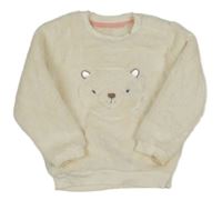 Smotanová chlpatá mikina s medvěďom Nutmeg