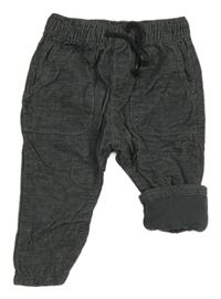 Tmavošedé manšestrové podšité kalhoty H&M