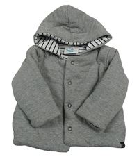 Šedá melírovaná zateplená propínací oboustranná mikina s kapucí Topomini