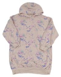 Ružové skvrnité teplákové šaty s kapucňou Next