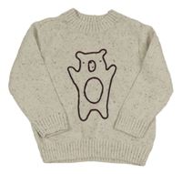 Svetlobéžový melírovaný sveter s medvěďom Mothercare
