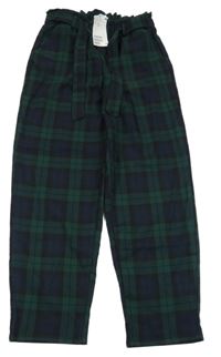 Nové - Tmavozeleno-tmavomodro-černé kostkované kalhoty H&M