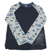 Tmavomodro-šedé triko s obrázky Pocopiano