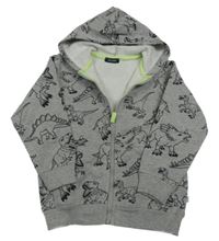 Sivá melírovaná prepínaci mikina s dinosaurami a kapucňou Blue Seven