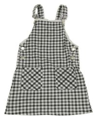 Tmavošedo-biele kockované na traké šaty Dopodopo