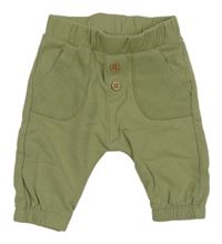 Khaki tepláky s žebrováním a knoflíky Topomini