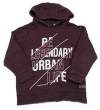 Vínová mikina s nápisom a kapucňou George