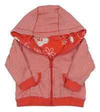 Červeno-bílá pruhovaná propínací oboustranná mikina s kapucí M&S