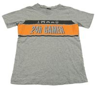 Šedo-oranžové tričko s ovladači