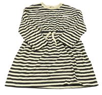 Béžovo-čierne pruhované šaty s výšivkou John Lewis