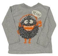 Sivé melírované tričko s príšerkou Kiki&Koko