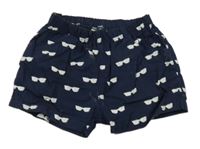 Tmavomodré plátenné kraťasy s okuliarmi