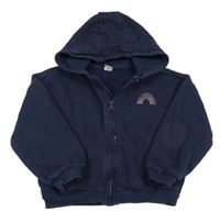 Tmavomodrá prepínaci oversize mikina s dúhou a kapucňou Tu