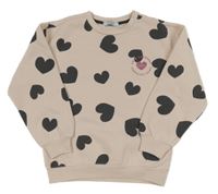 Svetloružová mikina so srdiečkami a nápisom Primark