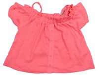 Neonově růžový žebrovaný crop top s knoflíky Primark