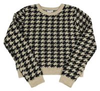 Čierno-béžový vzorovaný crop sveter Primark