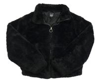 Čierna kožušinová podšitá crop bunda New Look
