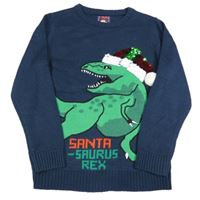 Tmavomodrý pletený sveter s dinem F&F