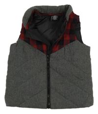 Sivo-červená tepláková zateplená vesta