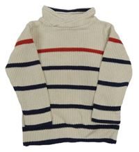 Smetanový svetr s tmavomodrými pruhy Next