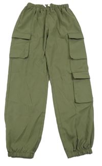 Khaki cuff ľahké nohavice s vreckami shein