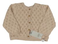 Nové - Pudrový perforovaný propínací svetr George