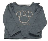 Tmavosivá mikina s Minnie a volánikmi Disney