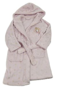Světlerůžový vzorovaný chlupatý župan s kapucí St. Bernard