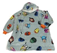 Šedá chlupatá zateplená oversize mikina s Marvel a kapucí marvel 