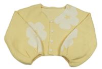 Žltý prepínaci crop sveter s kvetmi shein