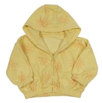 Žlutá propínací květovaná oversize mikina s kapucí dunnes