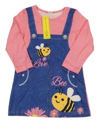 Nové - modro-ružové šaty s vosami shein