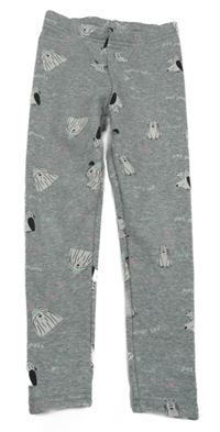 Šedé zateplené legíny s pejsky 