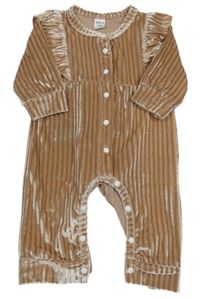 Hnedý rebrovaný zamatový overal shein