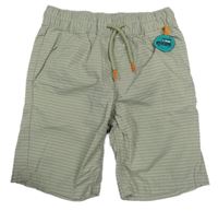 Khaki pruhované plátěné kraťasy kids