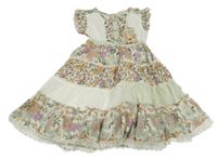 Nové - zeleno-bílé květované lehké šaty 