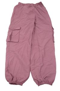 Růžové šusťákové cuff kalhoty s kapsami Y.F.K.